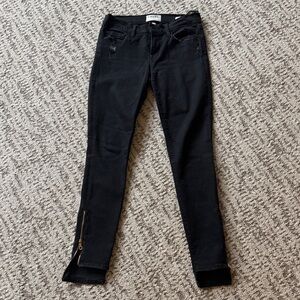 FRAME Denim Black Skinny Jeans with Ankle Zips